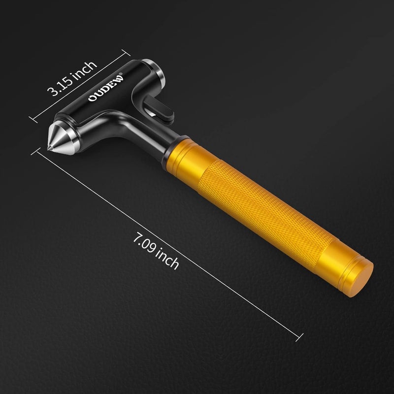 OUDEW Car Safety Hammer, Car Glass Breaker with Seat Belt Cutter, Automotive Escape Tool, Metal Window Breaker, Emergecy Safety Hammer for Accidents (Gold) - Image 3